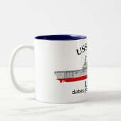 USS Essex、LHD-2、カスタマイズ可能な日付を提供 ツートーンマグカップ (左)