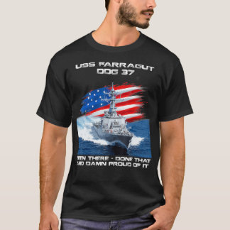 USS Farragut DDG37 Destroyer Ship USA Flag Veteran Tシャツ