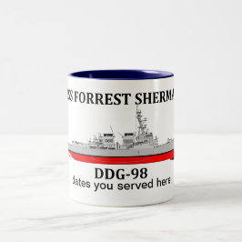 USS Forrest Sherman, DDG-98，カスタマイズ可能な日付 ツートーンマグカップ
