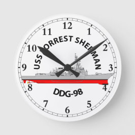 USS FORREST SHERMAN - DDG-98 - ARLEIGH BURKE ラウンド壁時計