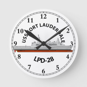 USS FORT LAUDERDALE, LPD-28, SAN ANTONIO ラウンド壁時計
