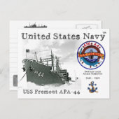 USS FREMONT APA-44攻撃用輸送はがき ポストカード (正面/裏面)