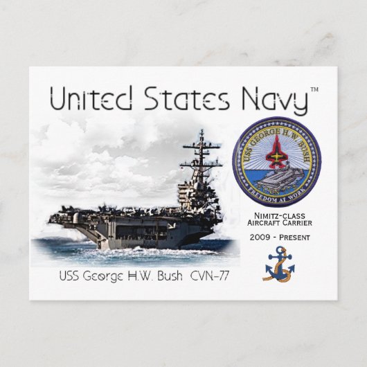 USS GEORGE H.W. BUSH航空機キャリア – ポストカード (正面)