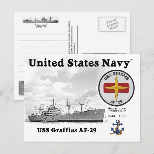 USS GRAFFIAS AF-29商店船 – はがき (正面/裏面)