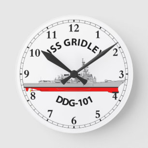 USS GRIDLEY - DDG-101 - ARLEIGH BURKE ラウンド壁時計