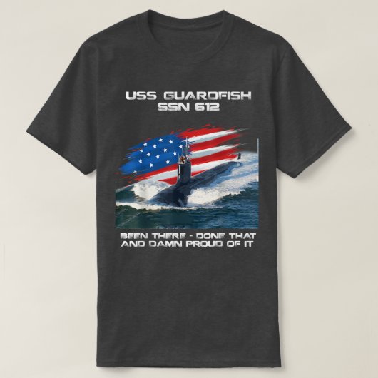 USS Guardfish SSN612 American Flag Submarine Veter Tシャツ (デザイン正面)