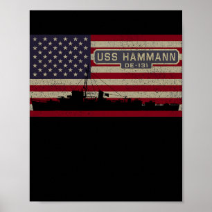 USS Hammann DE 131第2次世界大戦船米国国旗 ポスター