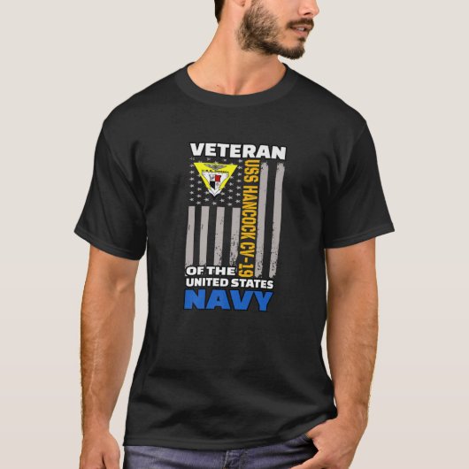 USS Hancock CV-19航空母艦退役軍人デーFa Tシャツ (正面)