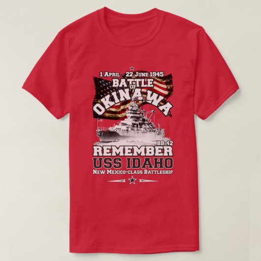 USS Idaho BB42戦艦を思い出す Tシャツ (デザイン正面)