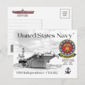USS INDEPENDENCE CVA-62キャリアハガキ ポストカード (正面/裏面)