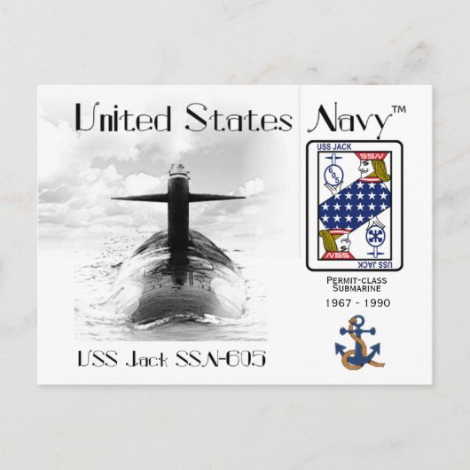 USS JACK SSN-605 SUBMARINE – ポストカード (正面)