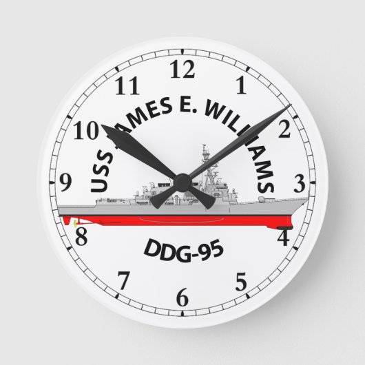USS JAMES E. WILLIAMS - ARLEIGH BURKE ラウンド壁時計 (正面)