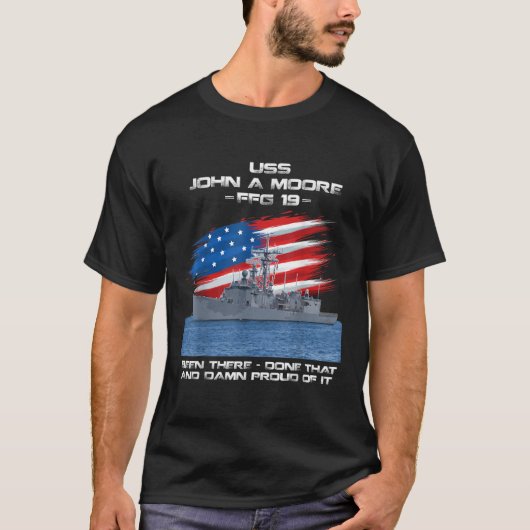 USS John A Moore FFG 19 Class Frigate American Fla Tシャツ (正面)