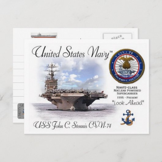 USS JOHN C. STENNIS CVN-74キャリア – ポストカード (正面/裏面)