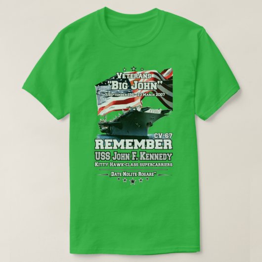 USS John F Kennedy CV67退役軍人を記憶 Tシャツ (デザイン正面)