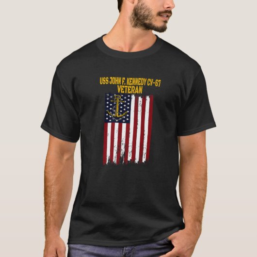 USS John F. Kennedy CV-67航空母艦退役軍人 Tシャツ (正面)