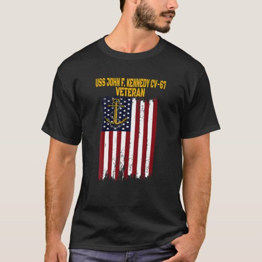 USS John F. Kennedy CV-67航空母艦退役軍人 Tシャツ (正面)
