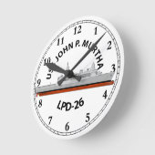 USS JOHN P MURTHA, LPD-26, SAN ANTONIO ラウンド壁時計 (傾斜)