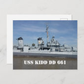 USS KIDD DD 661ポストカード ポストカード (正面/裏面)