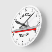 USS KIDD - DDG-100 - ARLEIGH BURKE ラウンド壁時計 (傾斜)