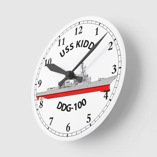 USS KIDD - DDG-100 - ARLEIGH BURKE ラウンド壁時計 (傾斜)