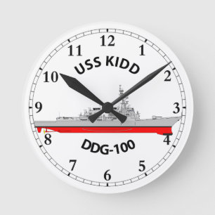 USS KIDD - DDG-100 - ARLEIGH BURKE ラウンド壁時計