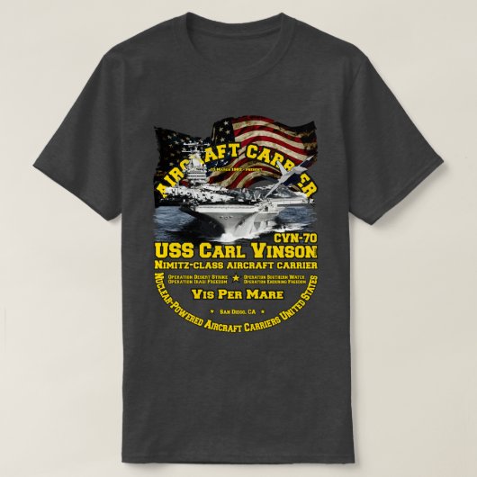 USS l Vinson CVN70スーパーキャリア Tシャツ (デザイン正面)