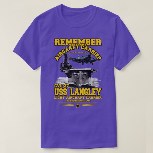 USS Langley CVL27軽航空機輸送退役軍人 Tシャツ (デザイン正面)