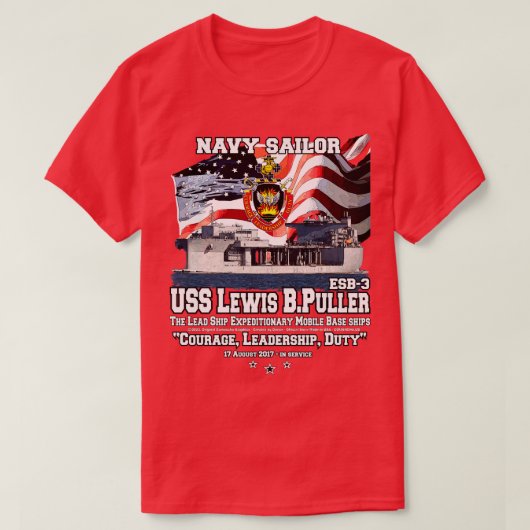USS Lewis B Puller ESB3海軍船退役軍人 Tシャツ (デザイン正面)