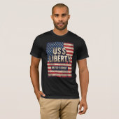 USS Liberty Never愛国的忘れな退役軍人 Tシャツ (正面フル)