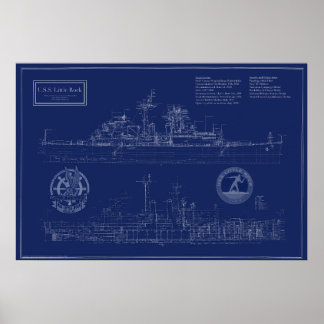 USS Little Rock CLG-4 Cruiser Blueprint ポスター