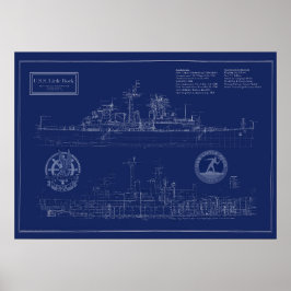 USS Little Rock CLG-4 Cruiser Blueprint ポスター