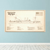 USS Maine – 船舶設計図プランSD キャンバスプリント (インサイチュ (ウッドフロア))