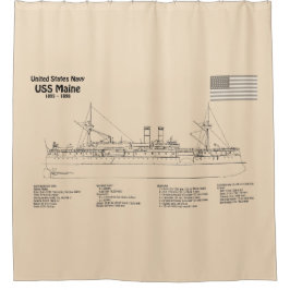 USS Maine – 船舶設計図プランSD シャワーカーテン