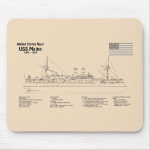 USS Maine – 船舶設計図プランSD マウスパッド