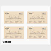 USS Maine – 船舶設計図プランSD 長方形シール (シート)