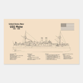 USS Maine – 船舶設計図プランSD 長方形シール