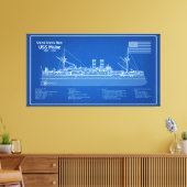 USS Maine - Ship Blueprint Plans ABD キャンバスプリント (インサイチュ (リビング))