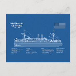 USS Maine - Ship Blueprint Plans ABD ポストカード