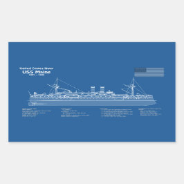 USS Maine - Ship Blueprint Plans ABD 長方形シール