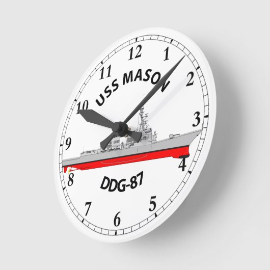 USS MASON - DDG-87 - ARLEIGH BURKE ラウンド壁時計 (傾斜)