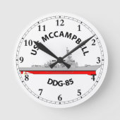 USS MCCAMPBELL - DDG-85 - ARLEIGH BURKE ラウンド壁時計 (正面)