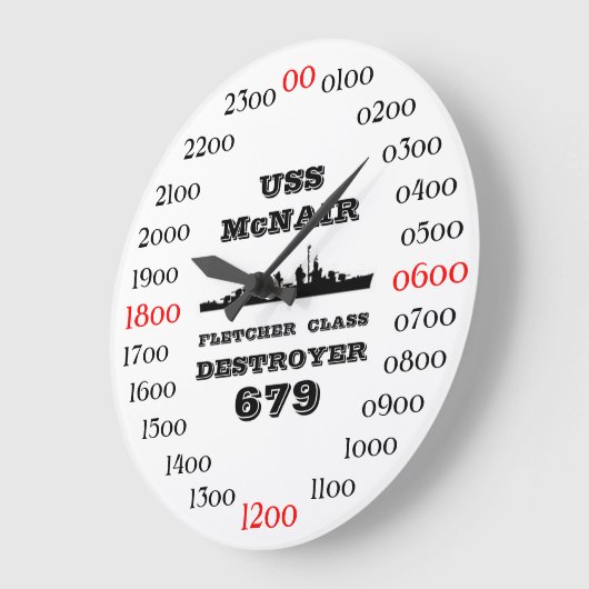 USS McNair (DD-679) ラージ壁時計 (傾斜)