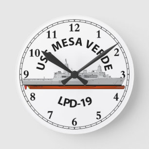 USS MESA VERDE, LPD-19, SAN ANTONIO ラウンド壁時計
