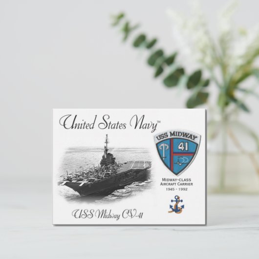 USS MIDWAY CV-41航空機キャリア – はがき (スタンド正面)