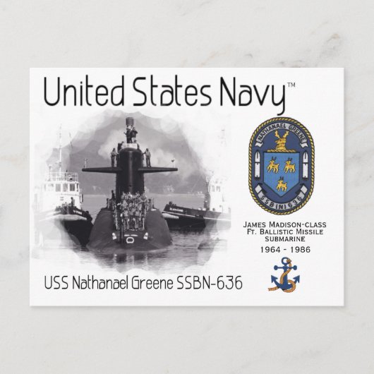 USS NATHANAEL GREENE SSBN-636サブ – ポストカード (正面)