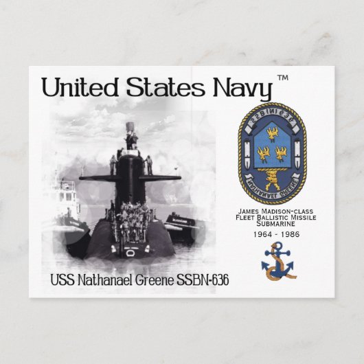 USS NATHANEAL GREENE SSBN-636 SUB. – ポストカード (正面)