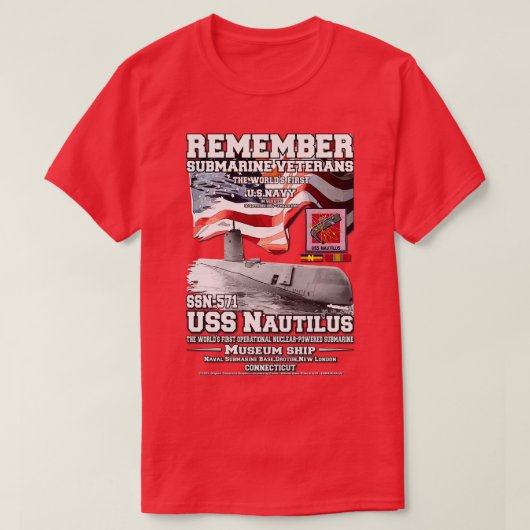 USS Nautilus SSN571潜水艦退役軍人 Tシャツ (デザイン正面)
