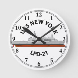 USS NEW YORK、LPD-21、SAN ANTONIO ラウンド壁時計