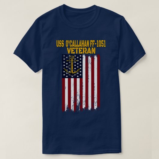 USS OCallahan FF1051フリゲート退役軍人デイファーザー Tシャツ (デザイン正面)